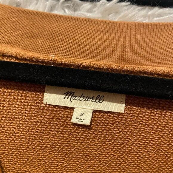 Madewell Cotton Cardigan Sweatshirt in Tie-Dye Dot Warm Hickory Small - Picture 8 of 8